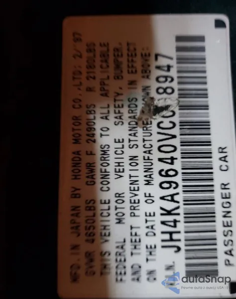 1997 Acura 3.5Rl из США, поврежденный, VIN 008947